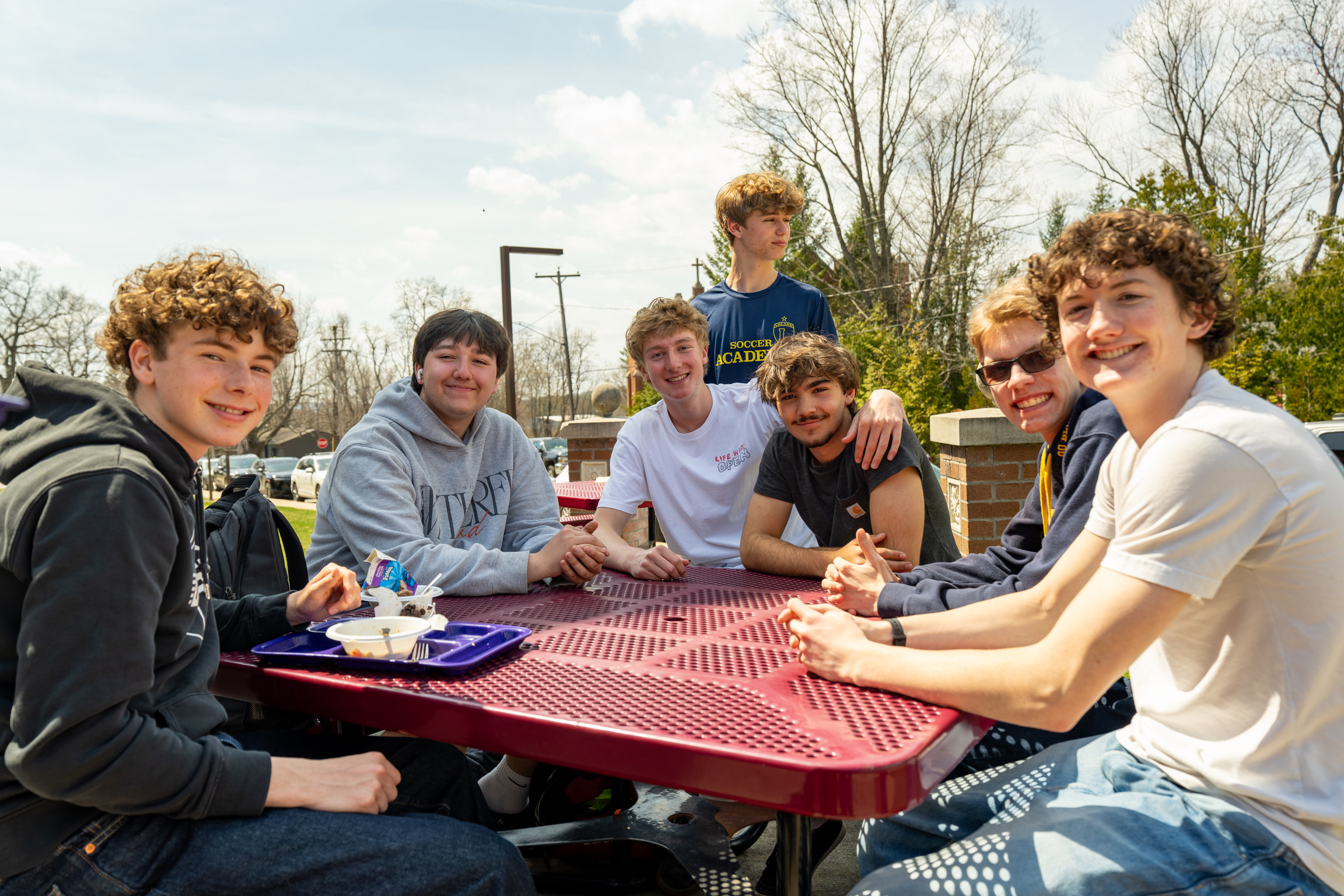 high school boys at lunch